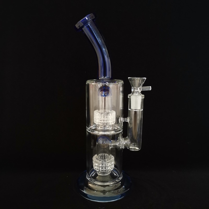 bent-type-clear-glass-beaker-bong-with-comb-base-2-layer-percolator-bongs-fristted-disc-water-pipes-2