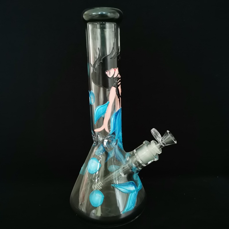 glass-bongs-wholesaler-7mm-beaker-35.5cm-height-high-quality-smoking-water-pipe-with-hand-painted-3