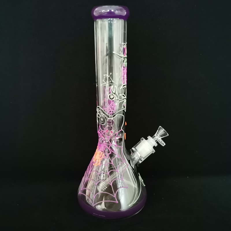 glass-bongs-wholesaler-7mm-beaker-35.5cm-height-high-quality-smoking-water-pipe-with-hand-painted-5